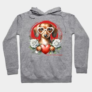 Valentine Dachshund Flowers and Heart Hoodie